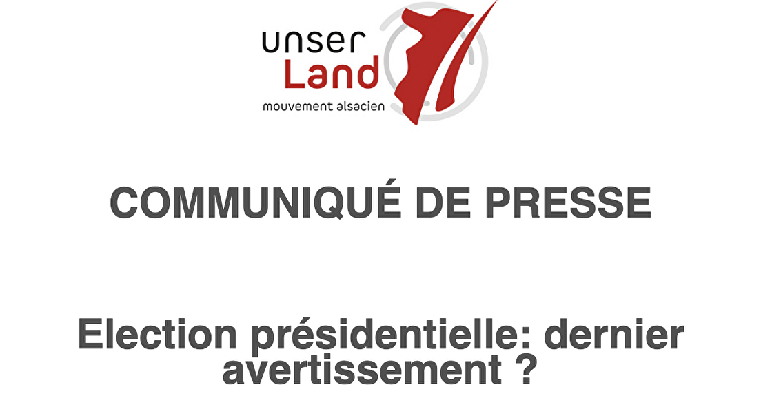COMMUNIQUÉ DE PRESSE : Election présidentielle: dernier avertissement ?