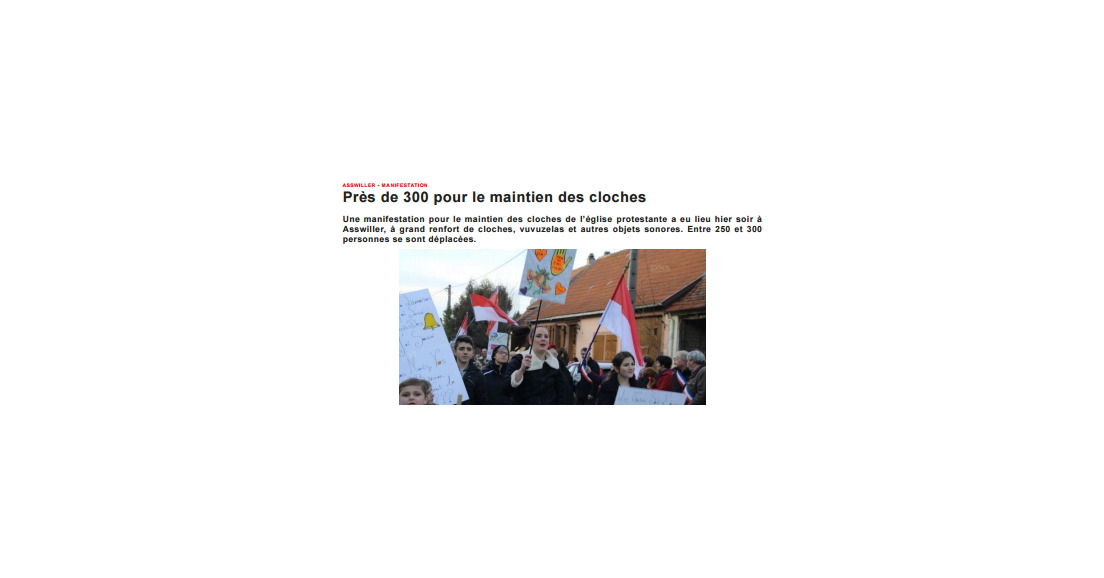Droit de réponse à article « Près de 300 pour le maintien des cloches »