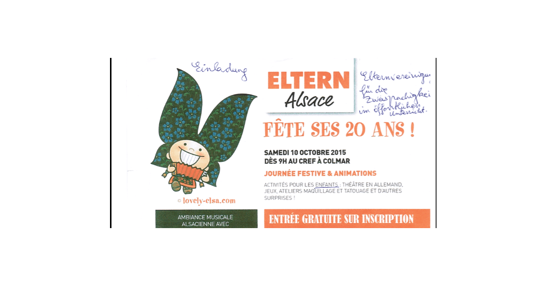 INVITATION ELTERN  Samedi 10 octobre 2015