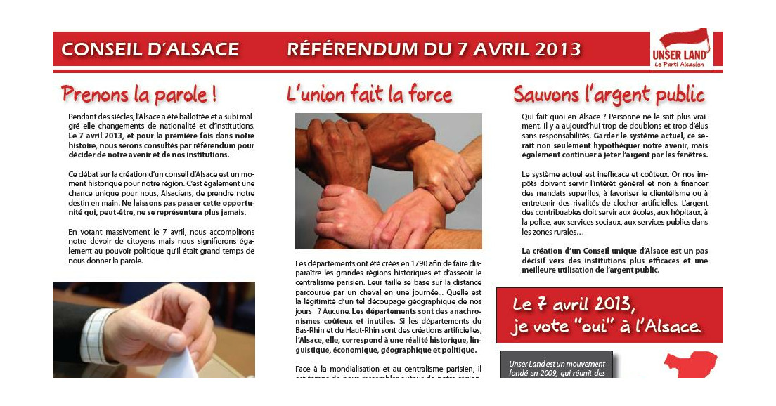Référendum – le tract d’Unser Land