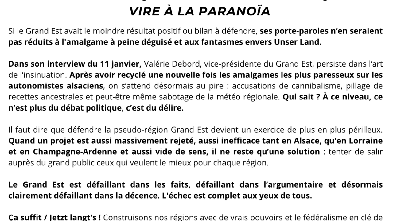 Grand Est : quand la faillite politique vire à la paranoïa